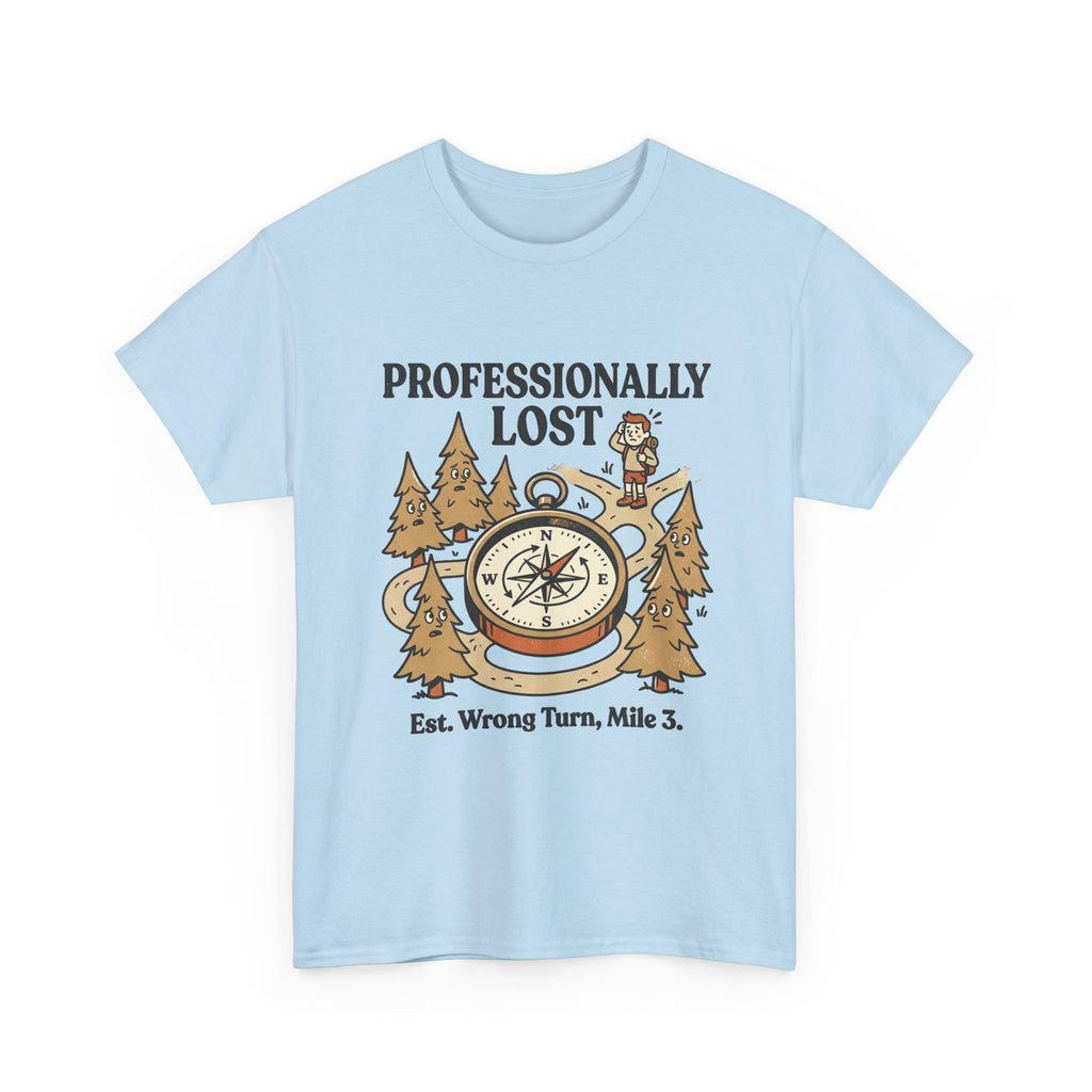 Professionally Lost Compass T-Shirt — Funny Hiking Shirt (“Est. Wrong Turn, Mile 3”)