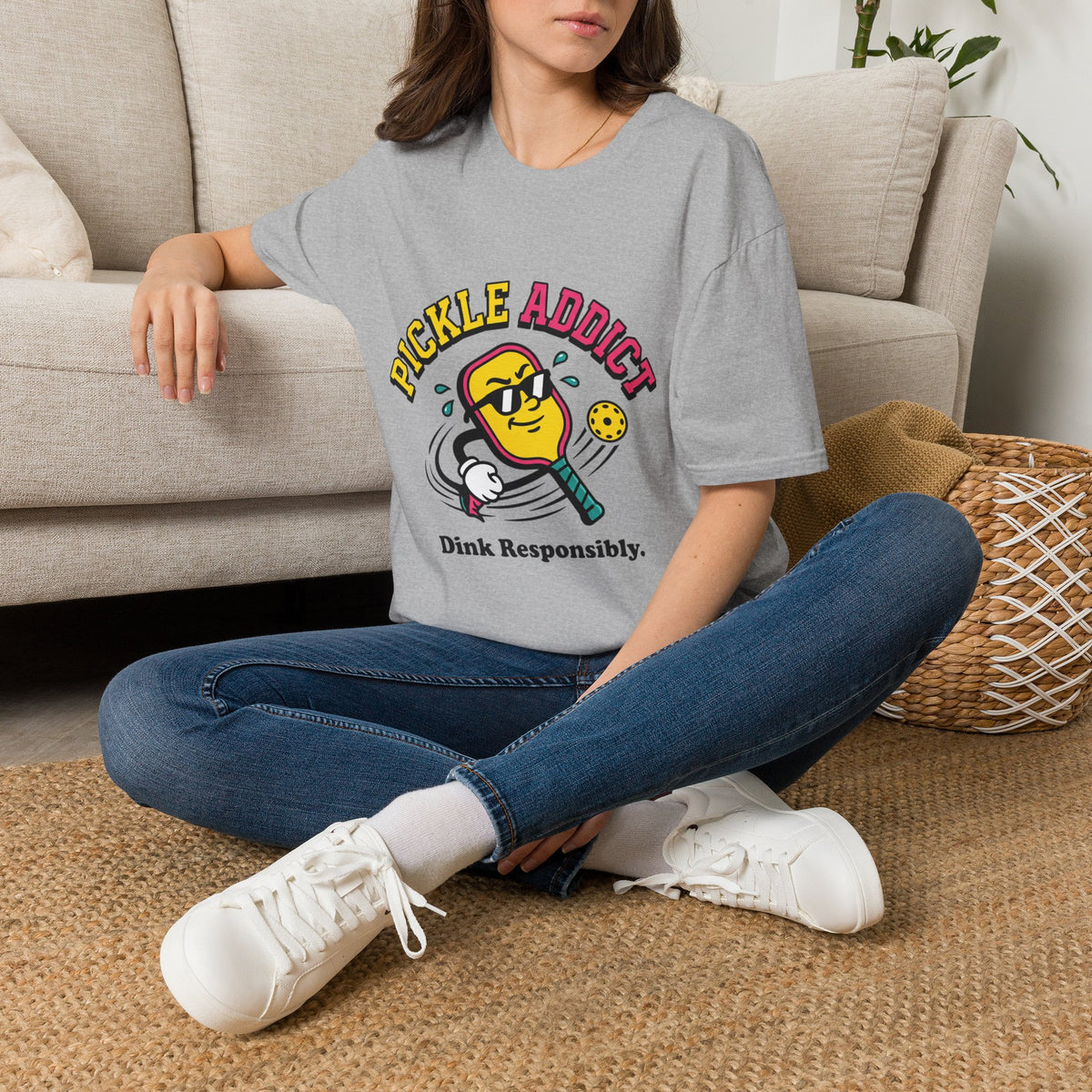 Pickle Addict T‑Shirt — Funny Pickle Lover Graphic Tee ("Dink Responsibly")