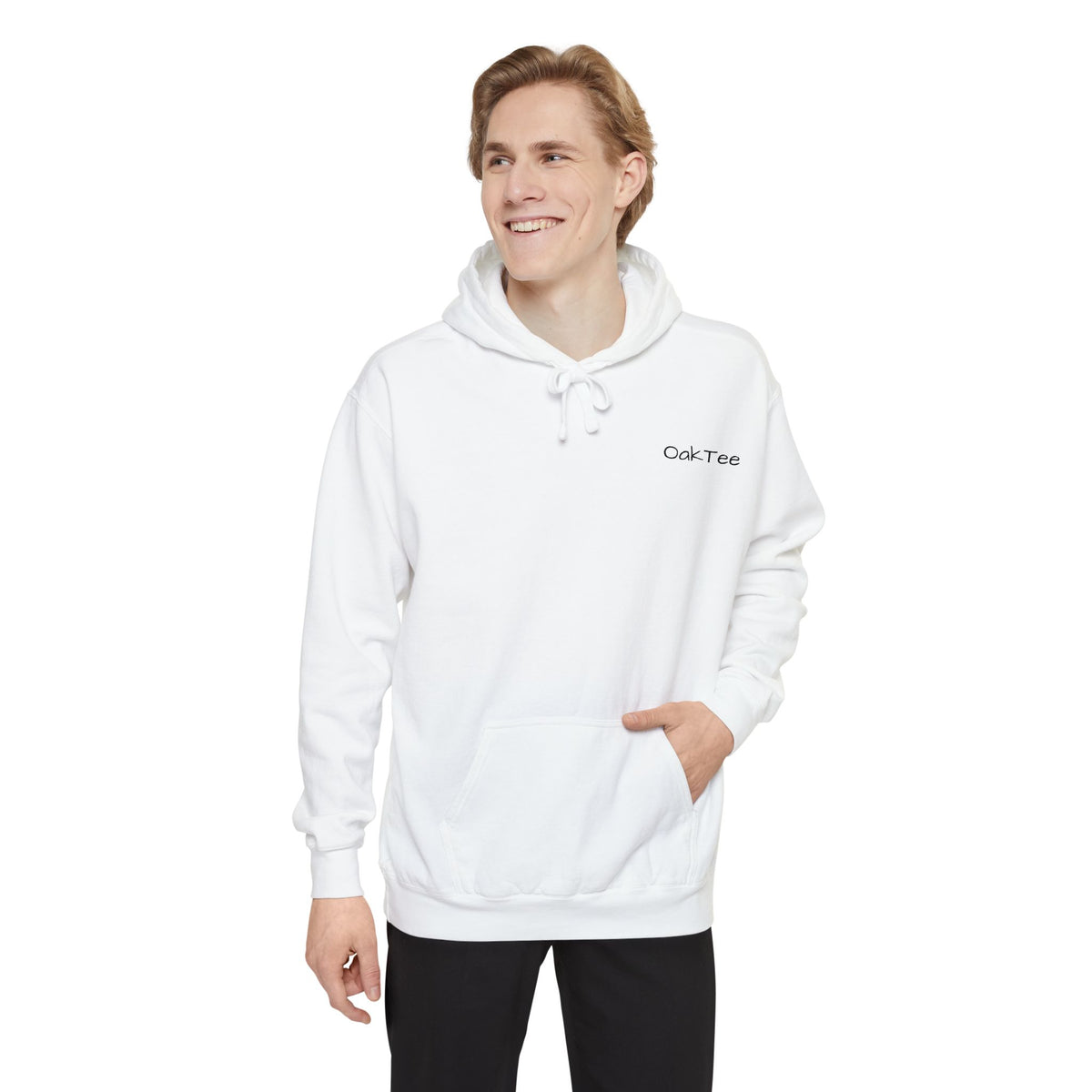 Minimal 'Cozi-Tee' Small Chest Logo Hoodie — Soft White Garment-Dyed Pullover