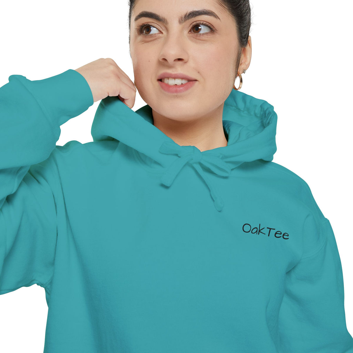 Minimal 'Cozi-Tee' Small Chest Logo Hoodie — Soft White Garment-Dyed Pullover