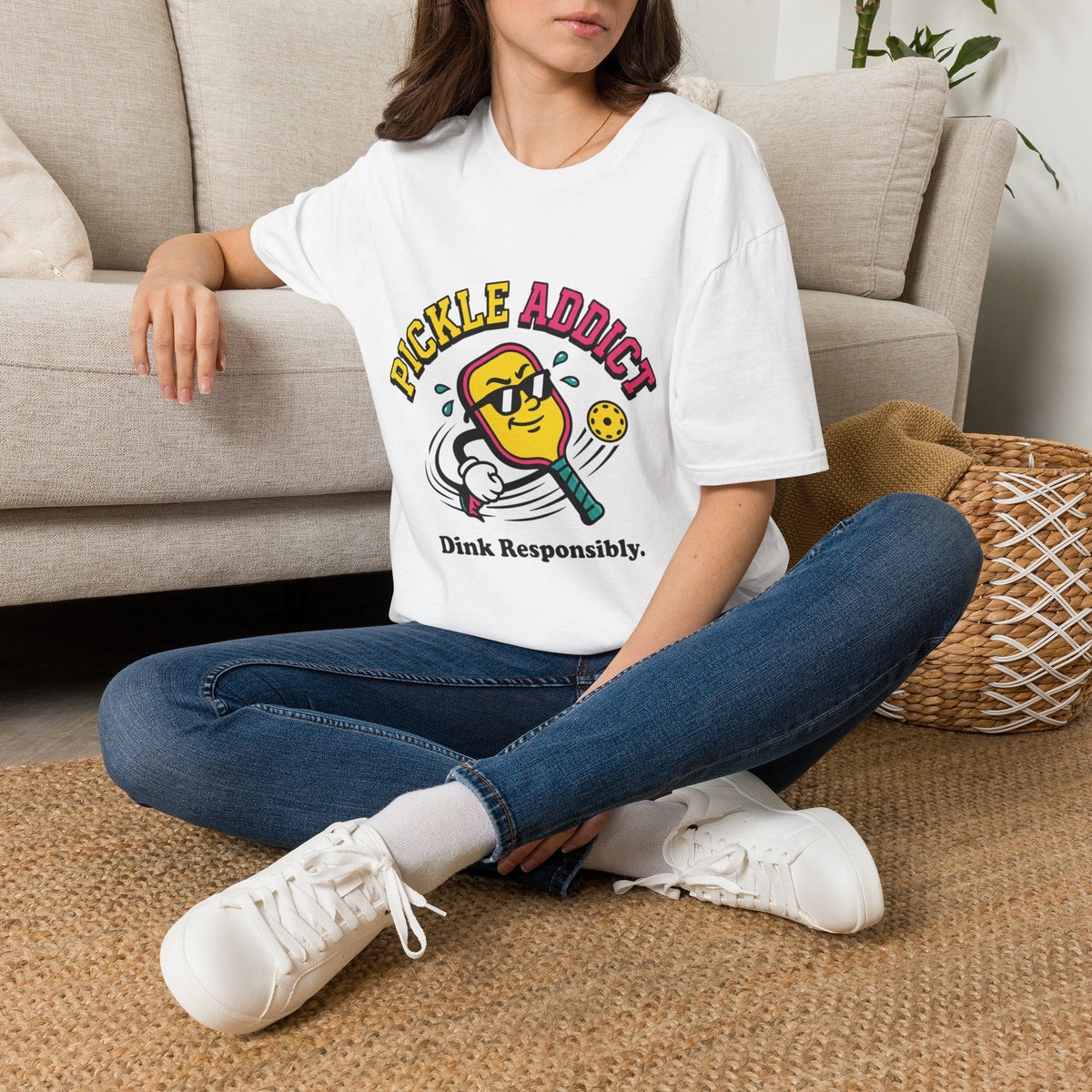 Pickle Addict T‑Shirt — Funny Pickle Lover Graphic Tee ("Dink Responsibly")