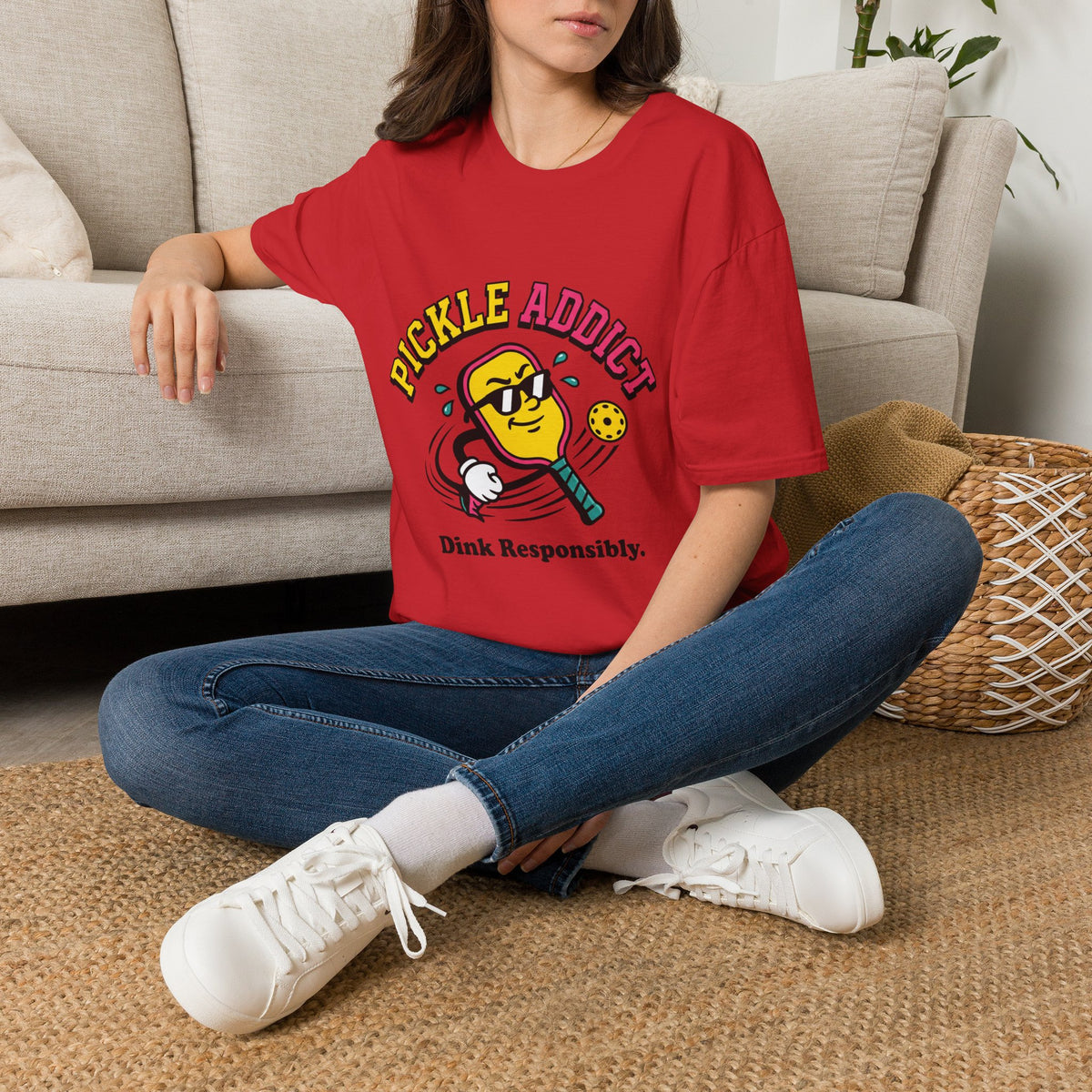 Pickle Addict T‑Shirt — Funny Pickle Lover Graphic Tee ("Dink Responsibly")