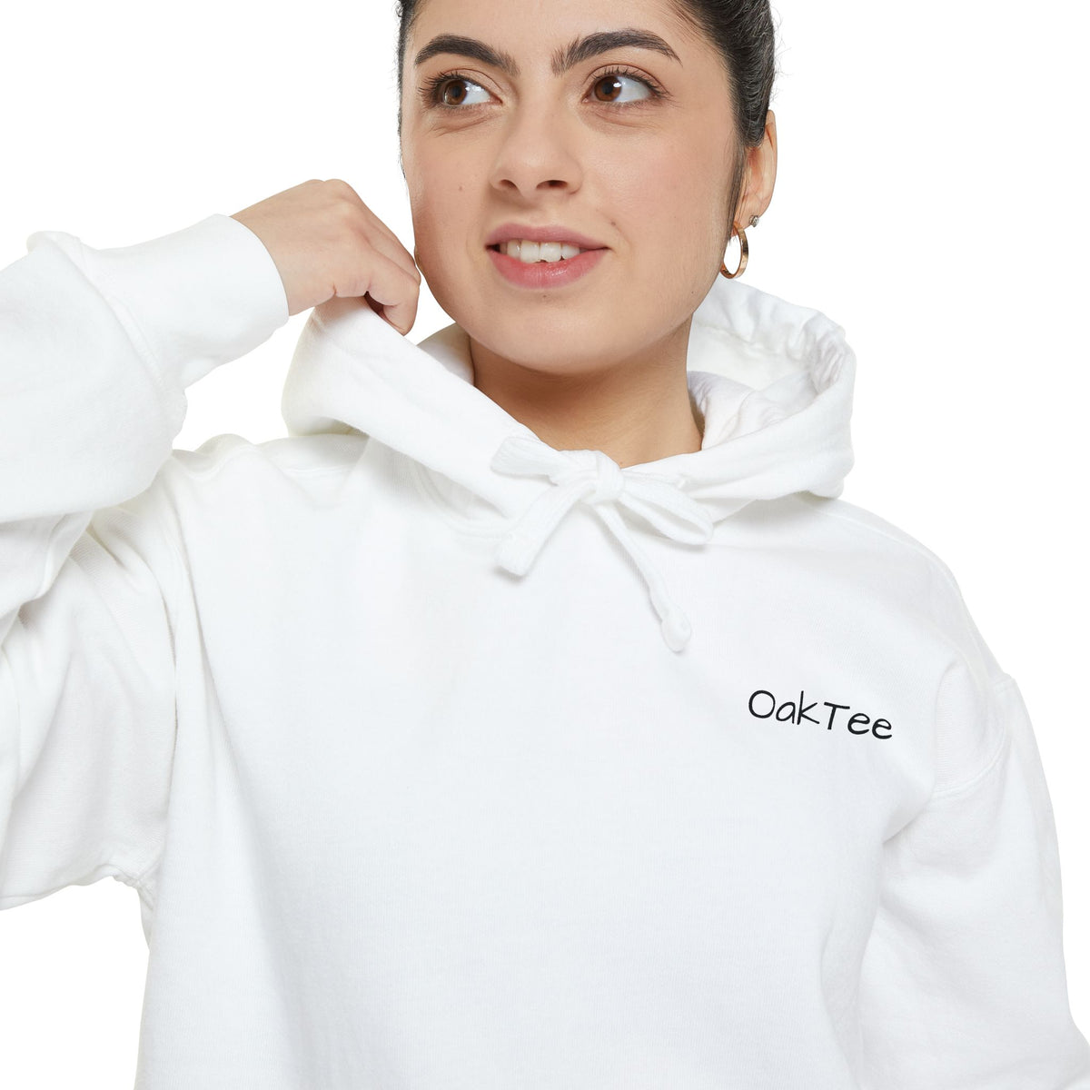 Minimal 'Cozi-Tee' Small Chest Logo Hoodie — Soft White Garment-Dyed Pullover