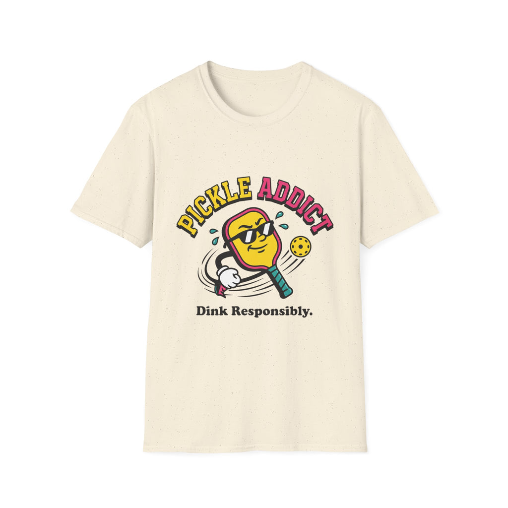 Pickle Addict T‑Shirt — Funny Pickle Lover Graphic Tee ("Dink Responsibly")