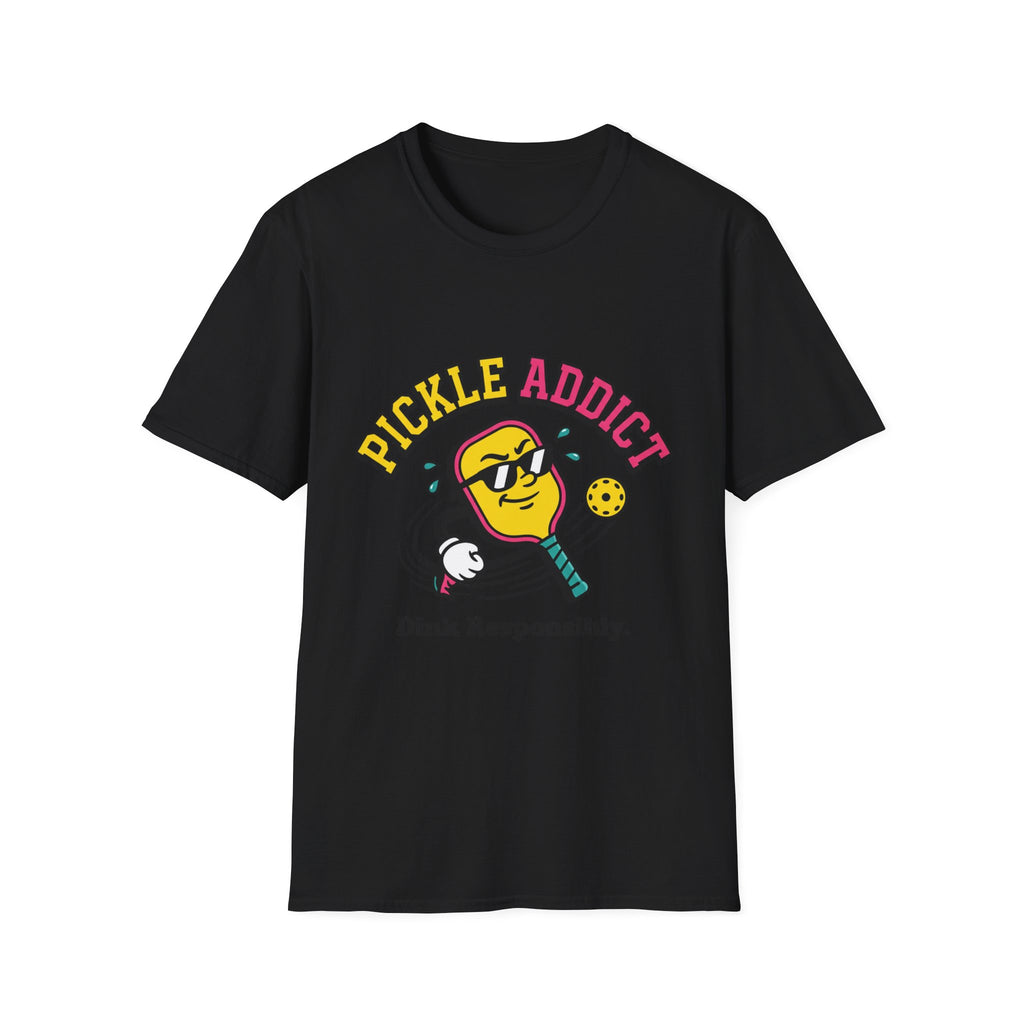 Pickle Addict T‑Shirt — Funny Pickle Lover Graphic Tee ("Dink Responsibly")