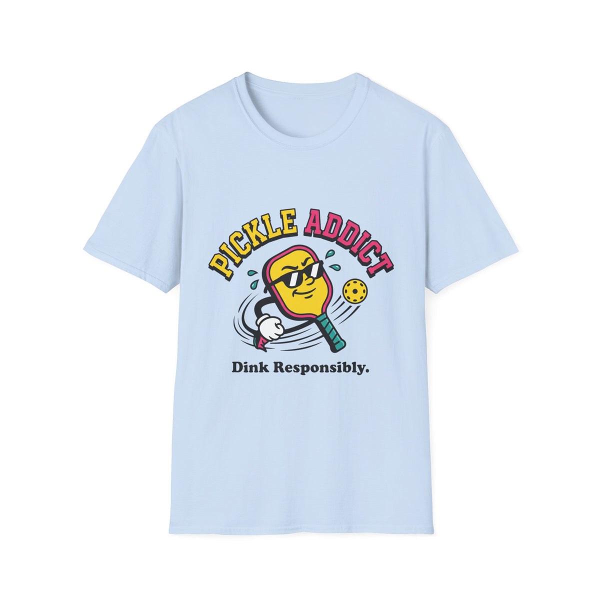 Pickle Addict T‑Shirt — Funny Pickle Lover Graphic Tee ("Dink Responsibly")