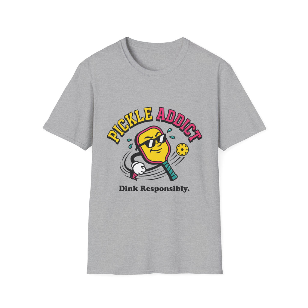 Pickle Addict T‑Shirt — Funny Pickle Lover Graphic Tee ("Dink Responsibly")