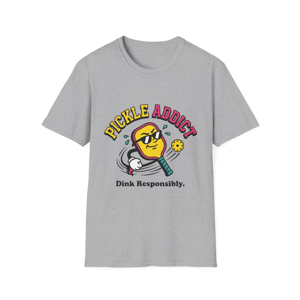 Pickle Addict T‑Shirt — Funny Pickle Lover Graphic Tee ("Dink Responsibly")
