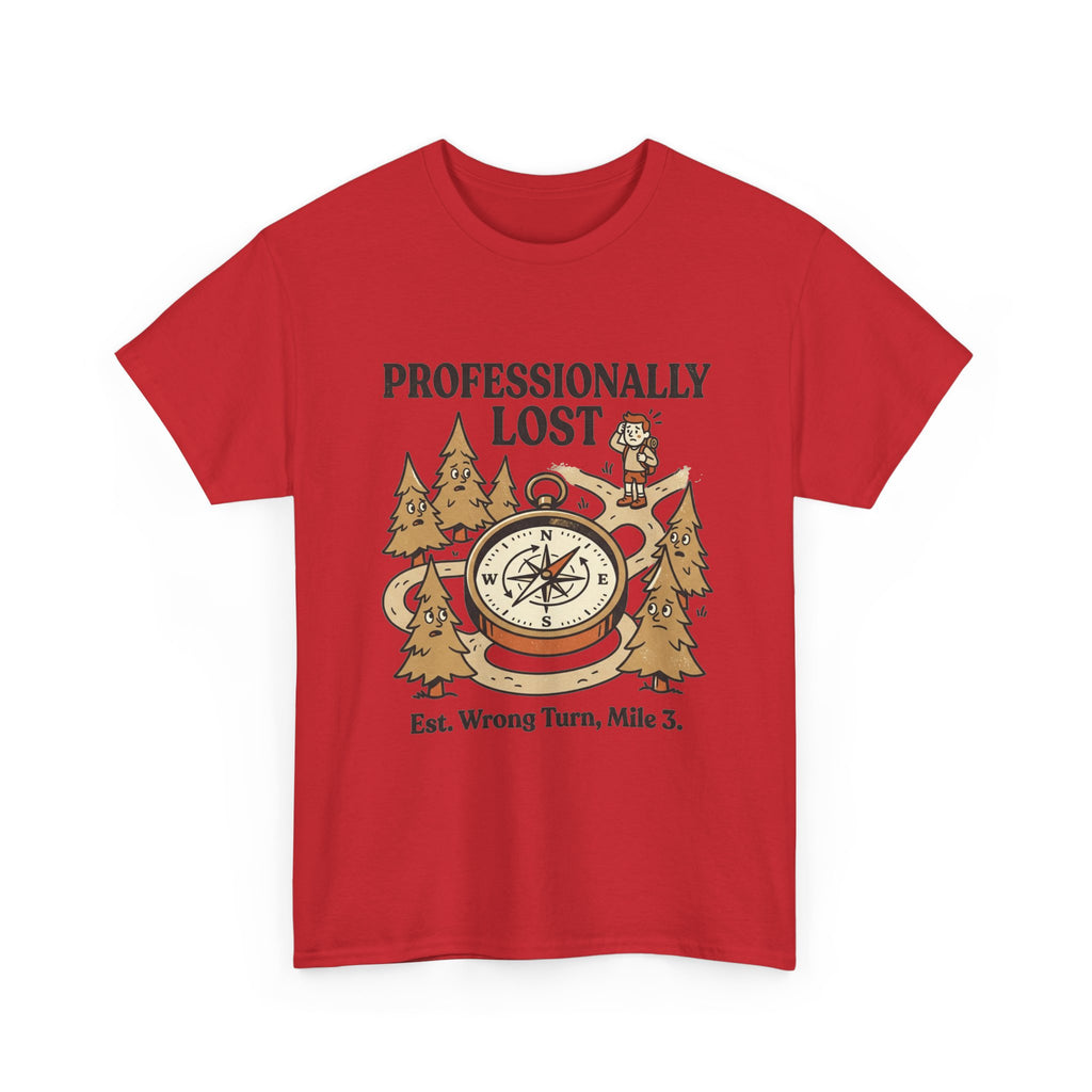 Professionally Lost Compass T-Shirt — Funny Hiking Shirt (“Est. Wrong Turn, Mile 3”)