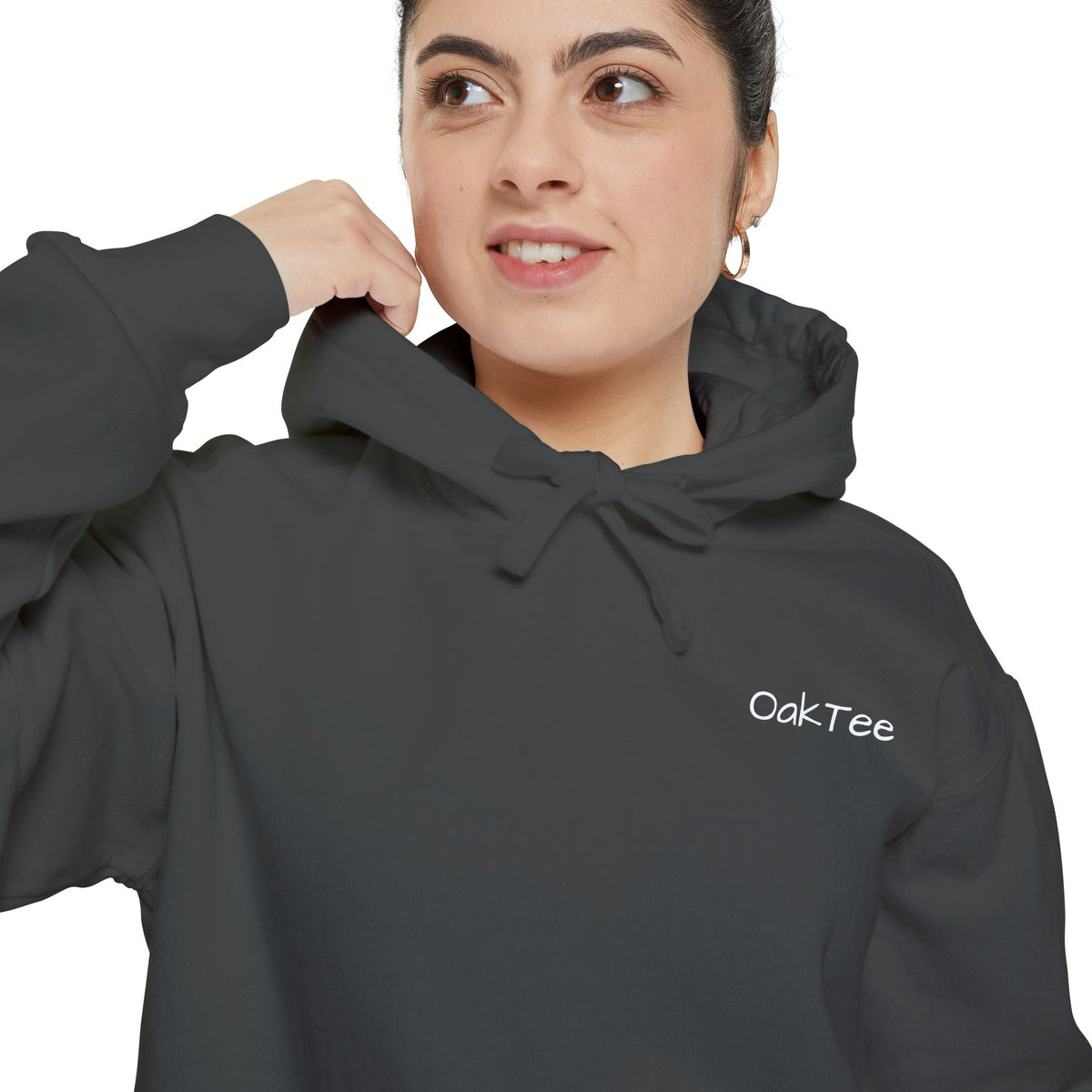 Minimal 'Cozi-Tee' Small Chest Logo Hoodie — Soft White Garment-Dyed Pullover