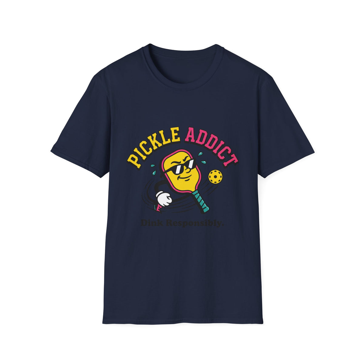Pickle Addict T‑Shirt — Funny Pickle Lover Graphic Tee ("Dink Responsibly")