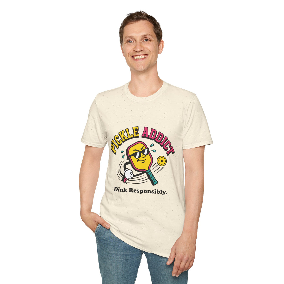 Pickle Addict T‑Shirt — Funny Pickle Lover Graphic Tee ("Dink Responsibly")