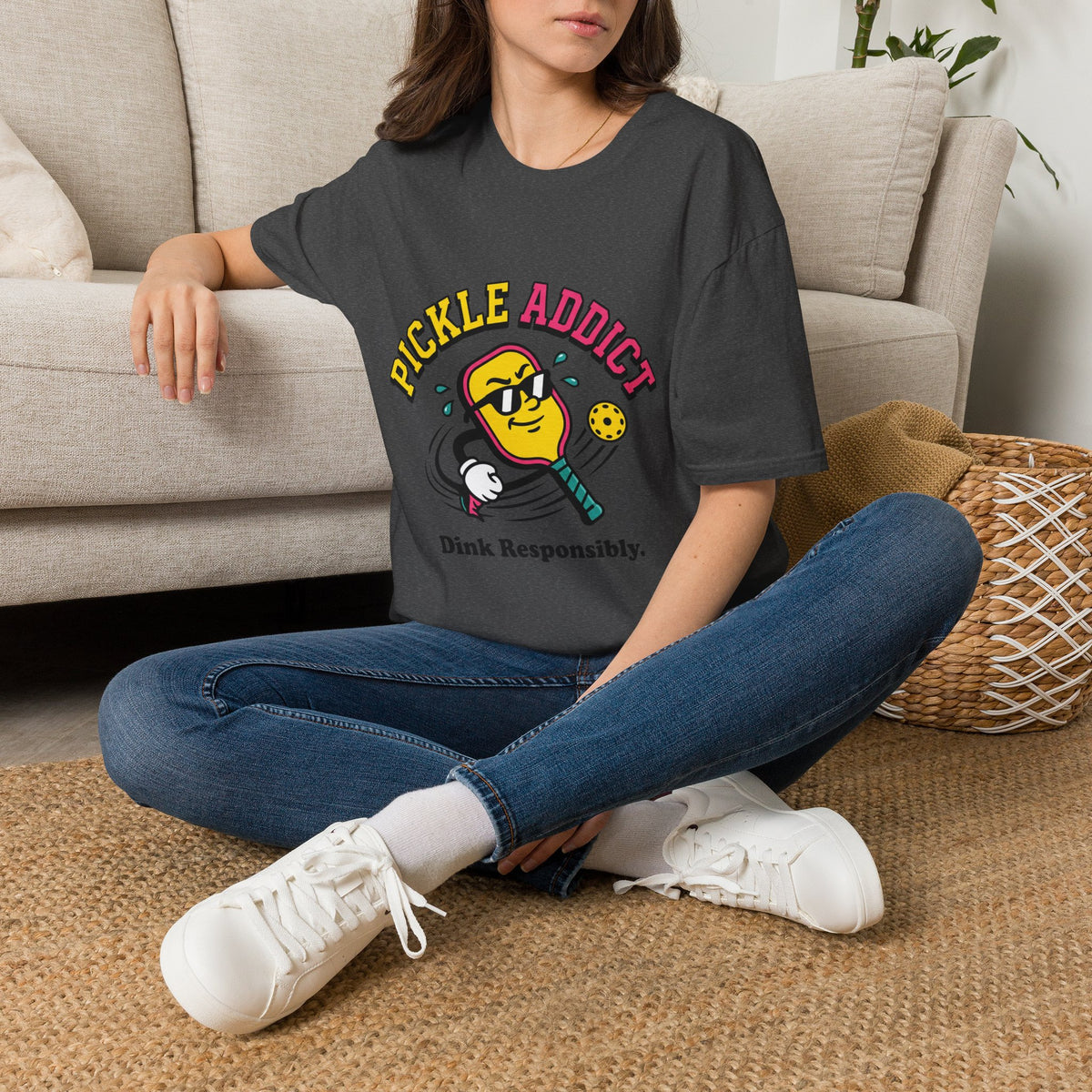 Pickle Addict T‑Shirt — Funny Pickle Lover Graphic Tee ("Dink Responsibly")