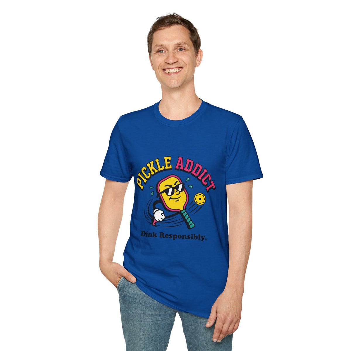 Pickle Addict T‑Shirt — Funny Pickle Lover Graphic Tee ("Dink Responsibly")