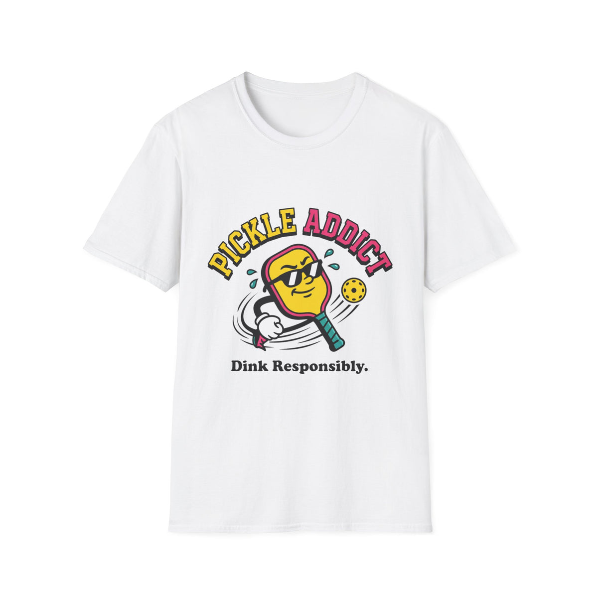 Pickle Addict T‑Shirt — Funny Pickle Lover Graphic Tee ("Dink Responsibly")