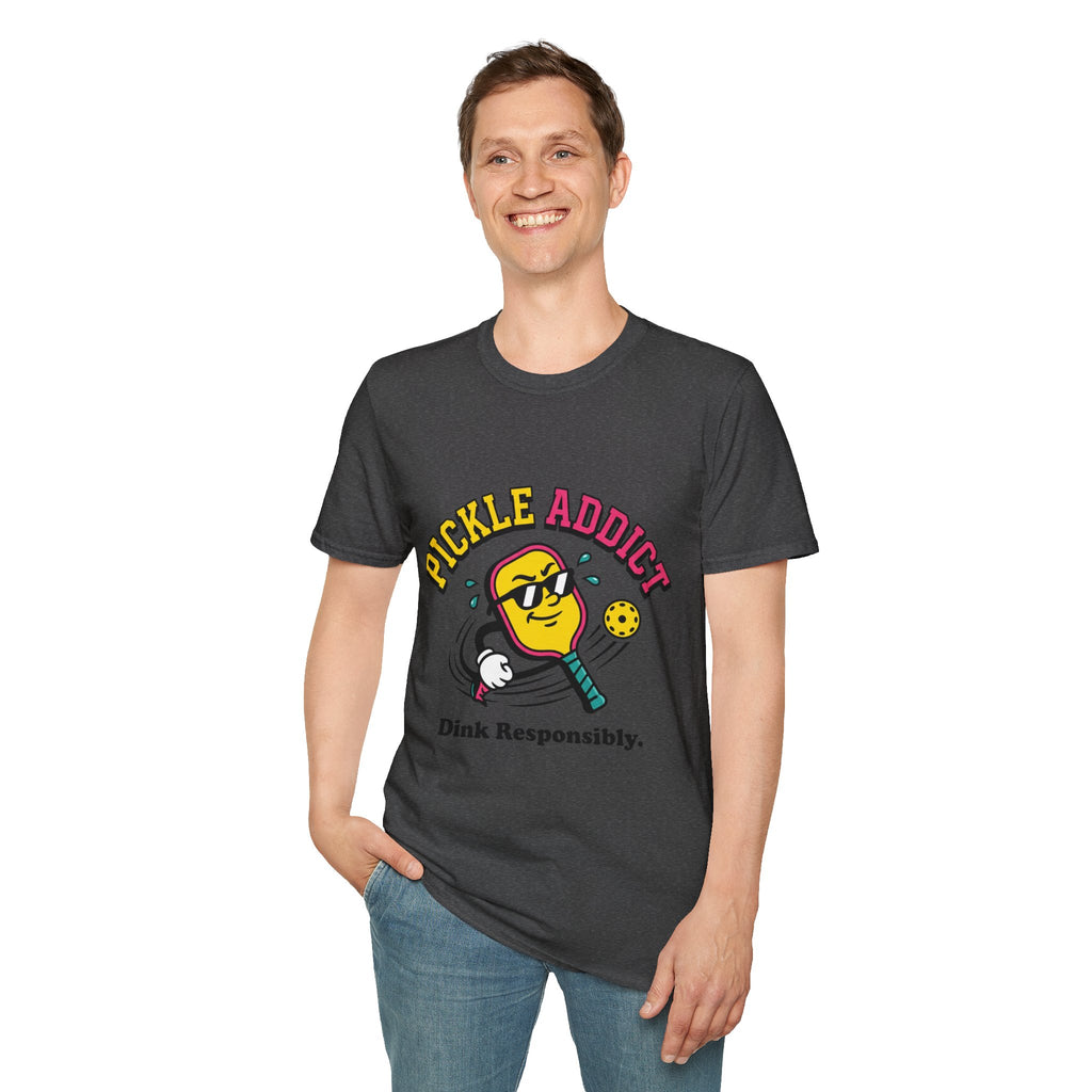 Pickle Addict T‑Shirt — Funny Pickle Lover Graphic Tee ("Dink Responsibly")