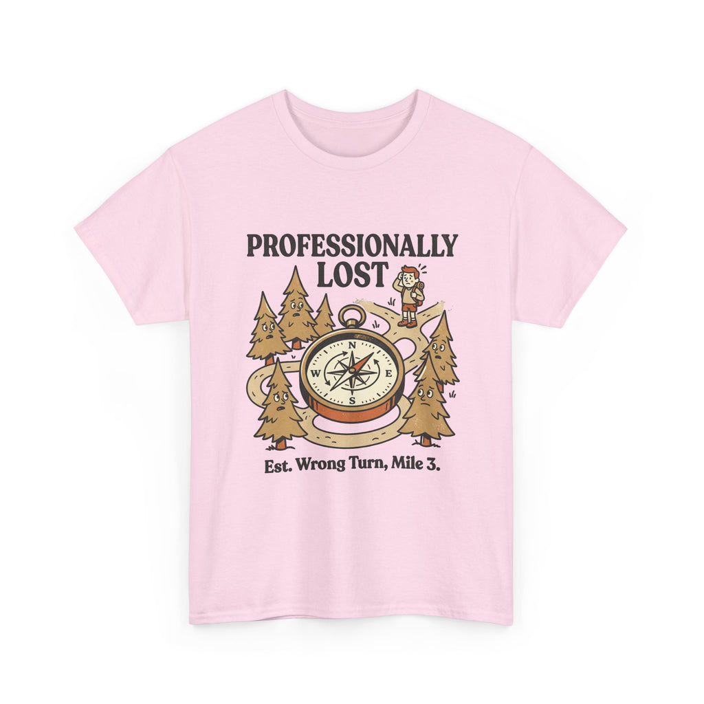 Professionally Lost Compass T-Shirt — Funny Hiking Shirt (“Est. Wrong Turn, Mile 3”)