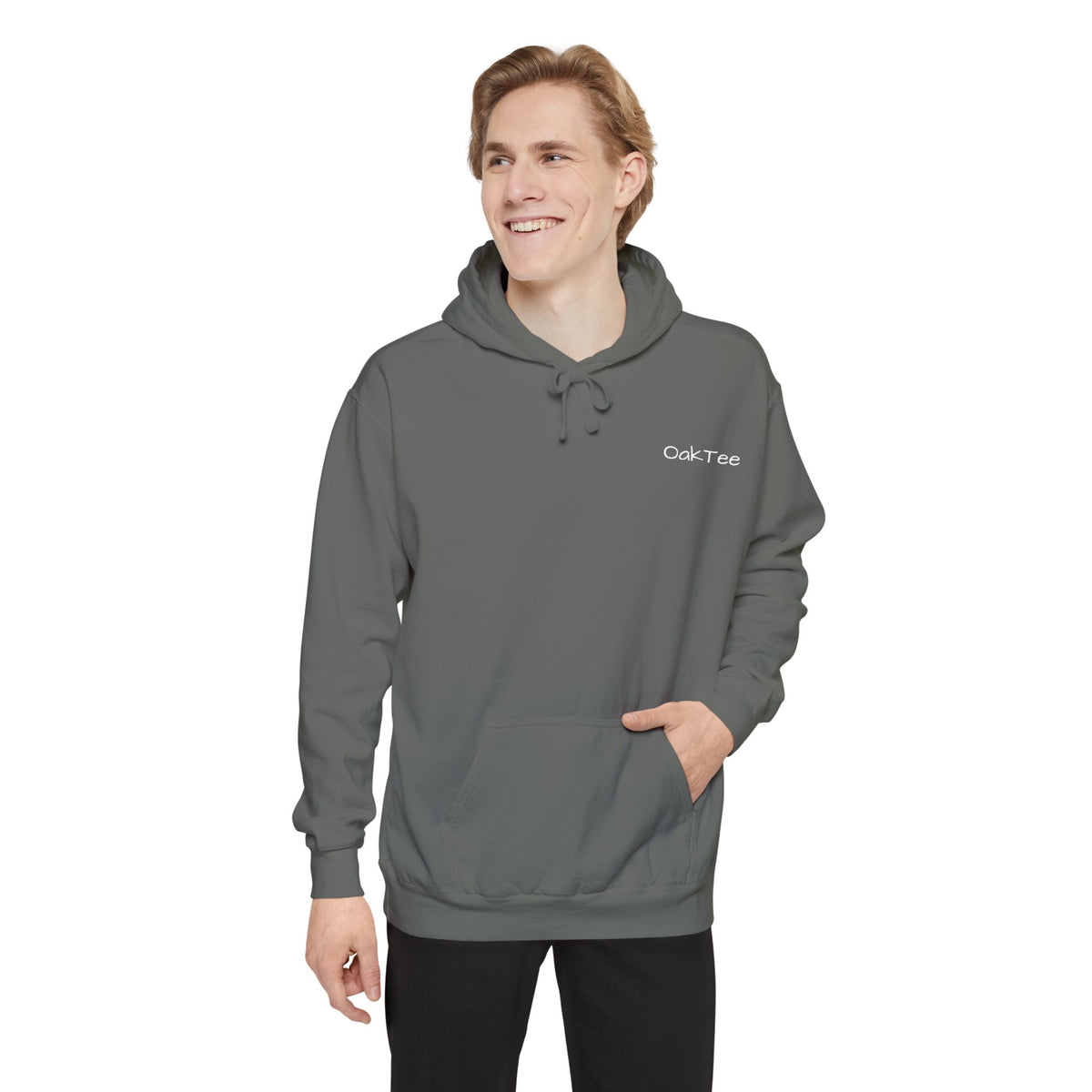 Minimal 'Cozi-Tee' Small Chest Logo Hoodie — Soft White Garment-Dyed Pullover